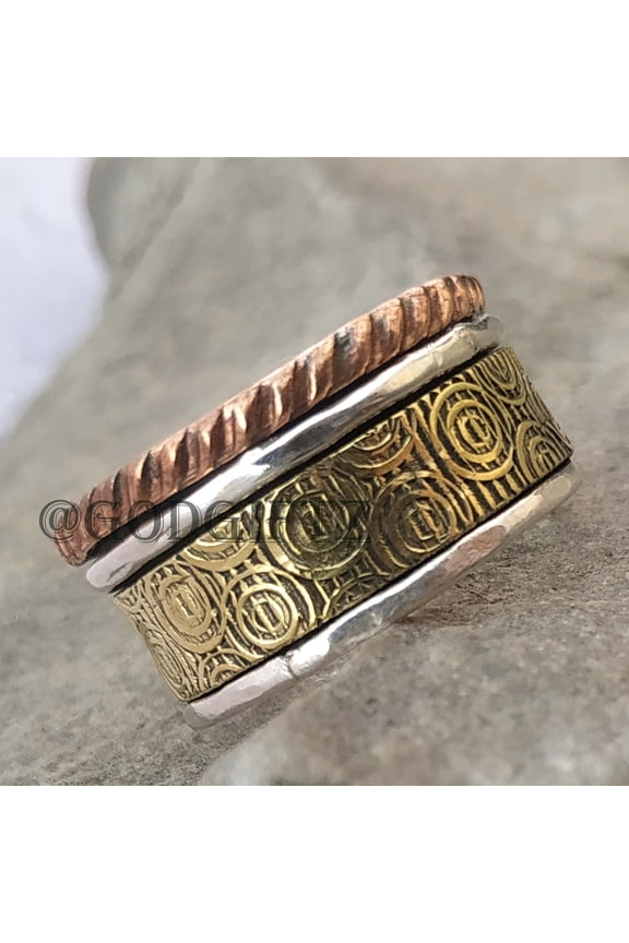 Spinner Ring, 925 Sterling Silver Ring, Floral Ring, Boho Ring, Meditation Ring, Anxiety Ring, Worry Ring, Fidget Ring, Spinner Ring Women