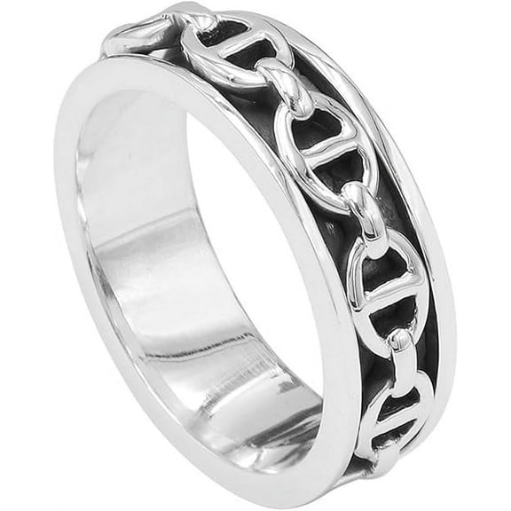 Spinner Ring -Anxiety Ring with Chain Link , Fidget Rings for Men Women