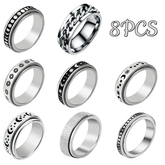 Spinner Ring Anxiety Rings Fidget Ring for Men and Women Size 8