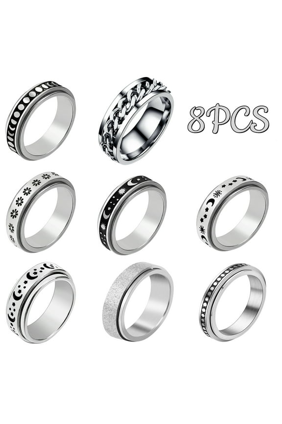 Spinner Ring Anxiety Rings Fidget Ring for Men and Women Size 8