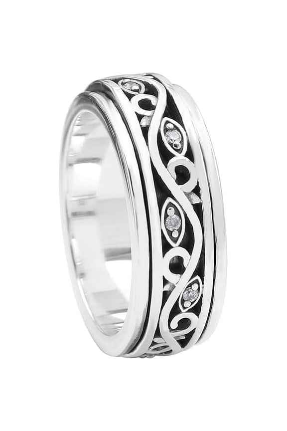 Spinner Ring Brand 925 Sterling Silver Swarovski Crystal Ring for Women US-14