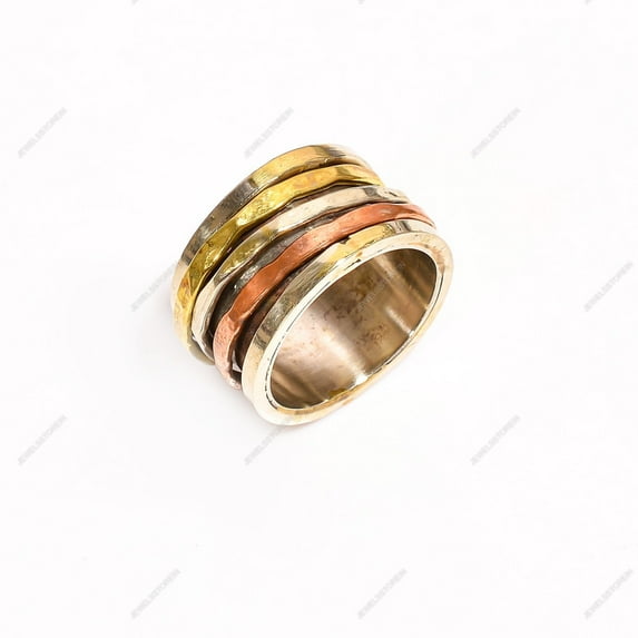 Spinner Ring Fidget Ring Anxiety Ring 925 Sterling Silver Ring for Women Brass Spinner Ring Three Tone Spinner Ring