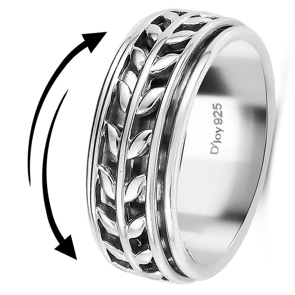 Shop LC 925 Sterling Silver Leaf Spinner Fidget Anxiety Ring Size- 10