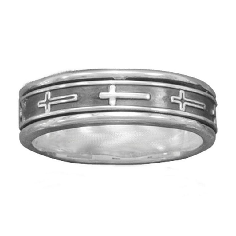 Spinner Ring with Crosses Sterling Silver - Size 8, Handmade Spinner Ring with Crosses Sterling Silver - Size 8, Handmade