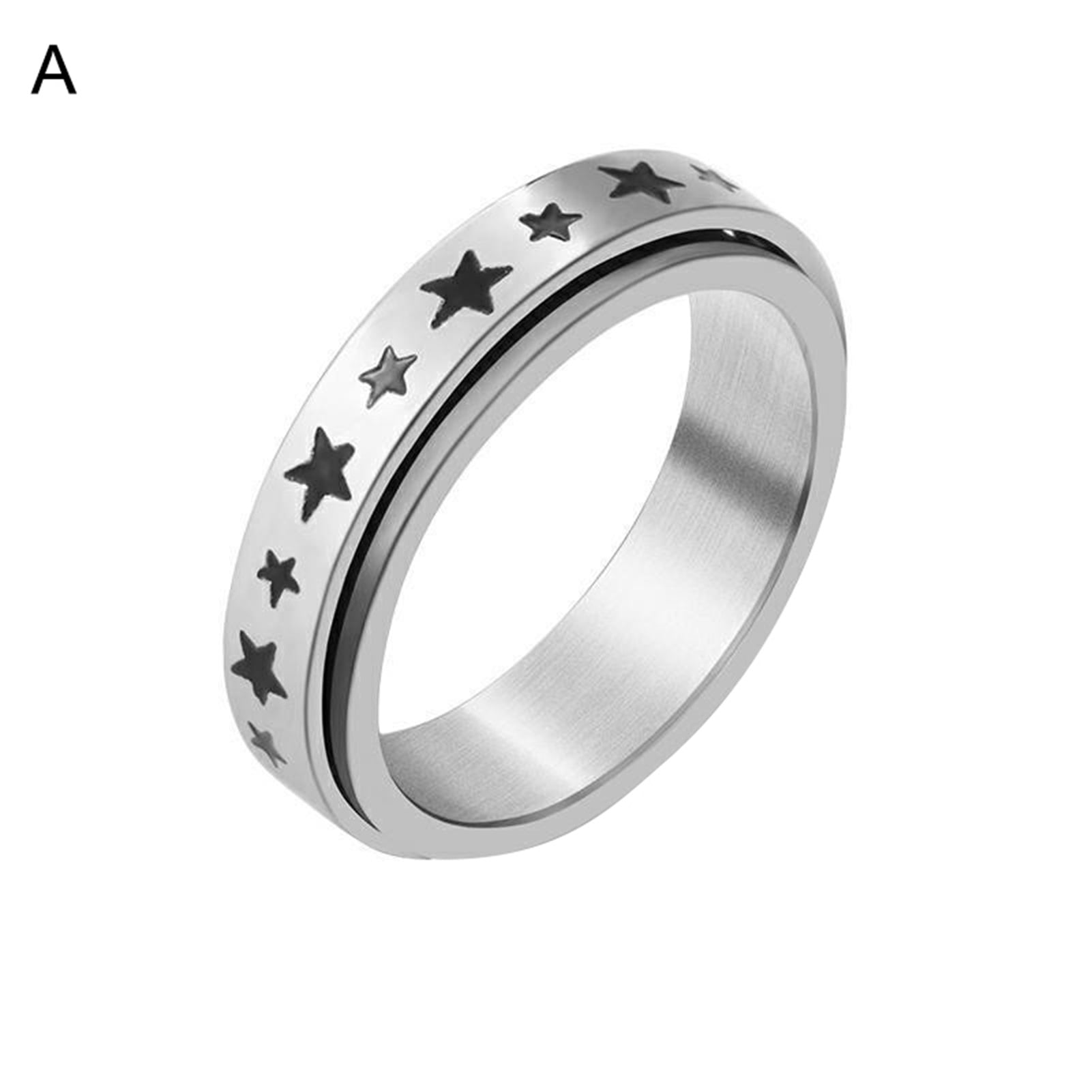 Dropship 6 Pcs Stainless Fidget Rings For Women Mens Spinner Rings For  Stress Relieving Sand Blast Finish Flower Moon Star Anxiety Ring Set For  Band Rings Size 10 to Sell Online at