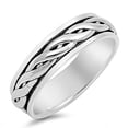 thumbnail image 1 of Spinner Rope Chain Design Wedding Ring .925 Sterling Silver Band Jewelry Female Male Unisex Size 14, 1 of 4