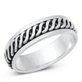 thumbnail image 1 of Spinner Rope Design Promise Ring .925 Sterling Silver Band Jewelry Female Male Unisex Size 8, 1 of 4