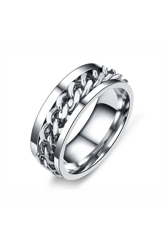 Spinner Wedding Band Ring Stainless Steel 8mm Men Womens Ginger Lyne Collection