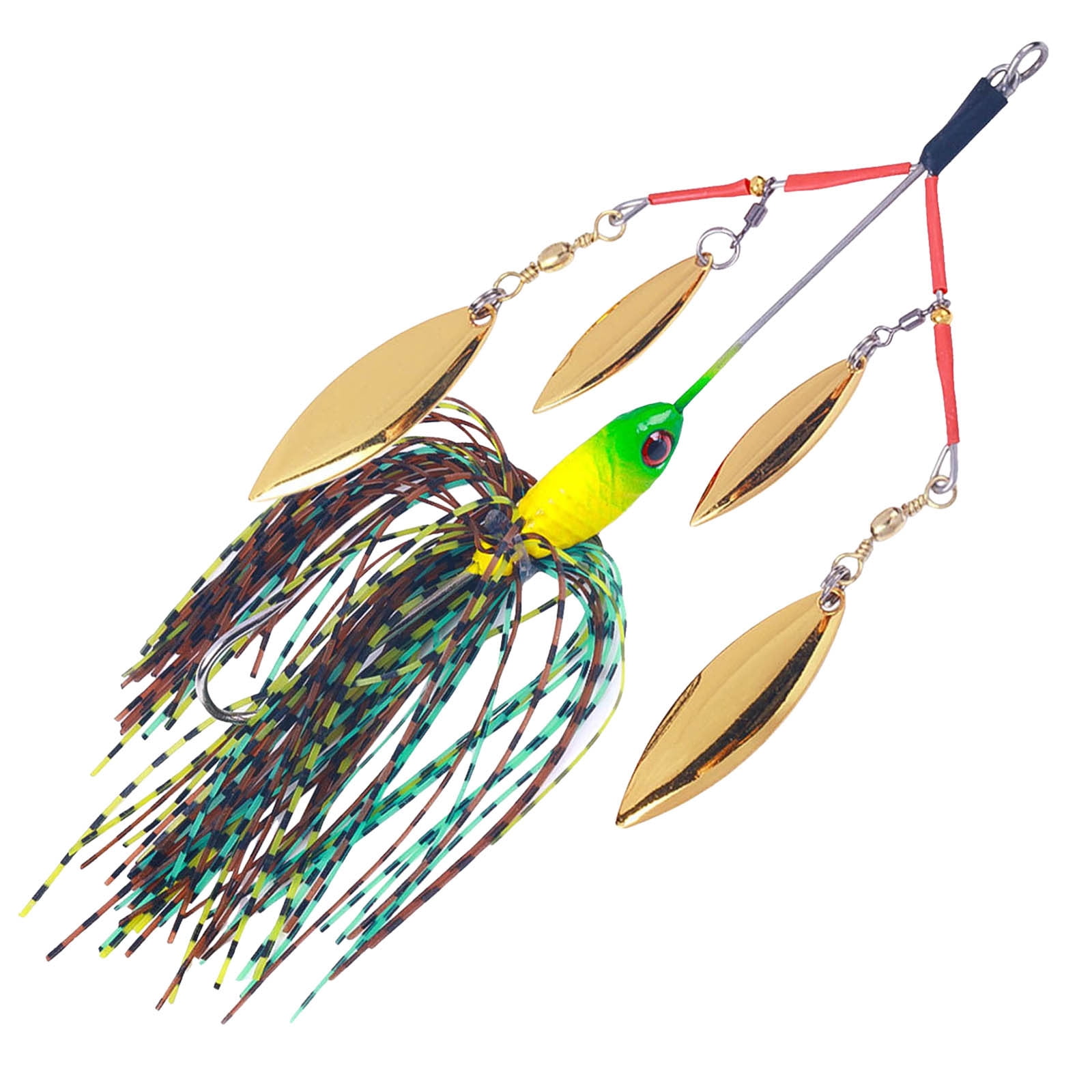 Spinnerbaits Fishing Lures 4 Willow Leaf Blades Artificial Bass Lure 0.8oz Wobblers with Silicone Skirt Sequin Jig Bait for Trout Walleye Crappie Pike Outdoor Leisure Activity Accessories