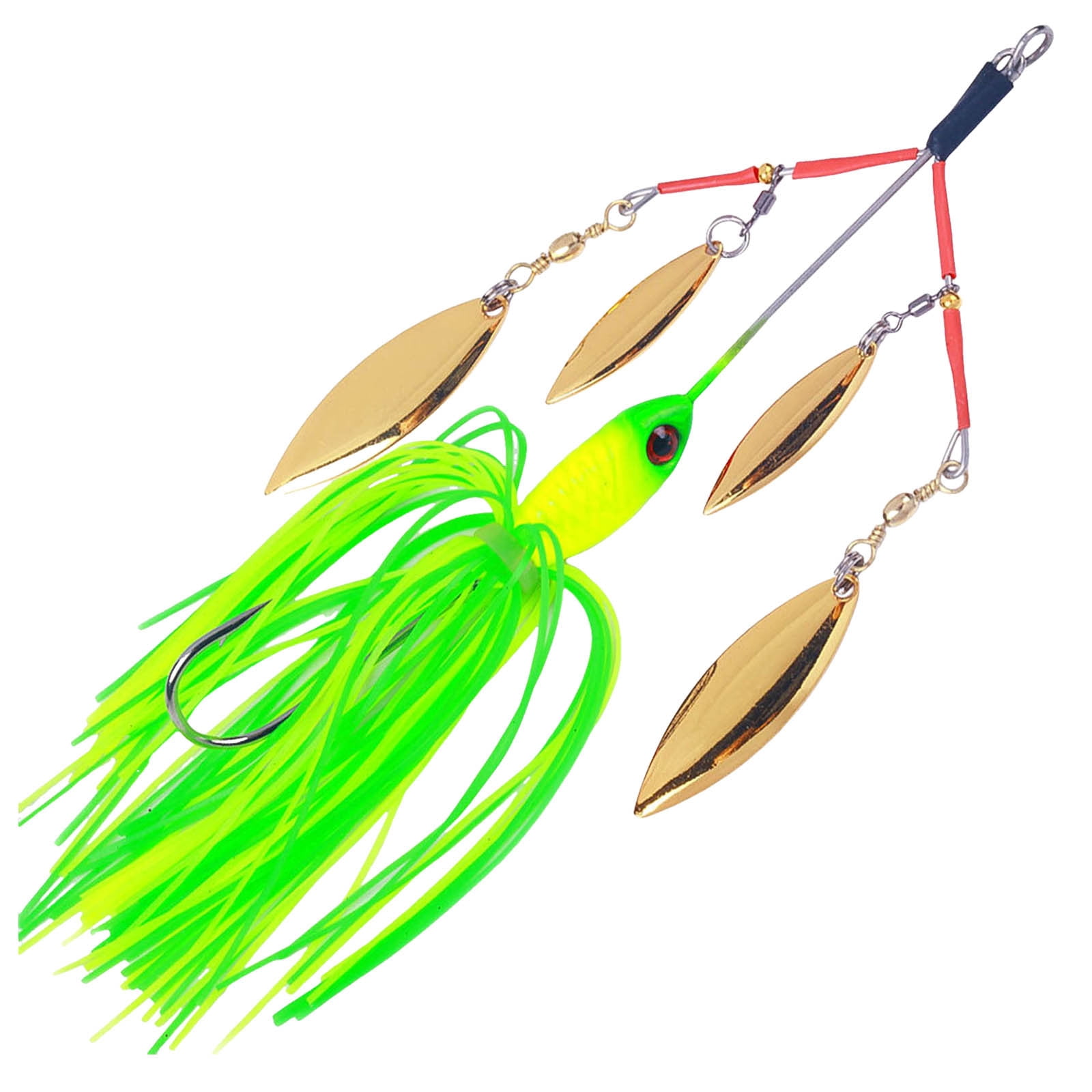 Spinnerbaits Fishing Lures 4 Willow Leaf Blades Artificial Bass Lure 0.8oz Wobblers with Silicone Skirt Sequin Jig Bait for Trout Walleye Crappie Pike Outdoor Leisure Activity Accessories