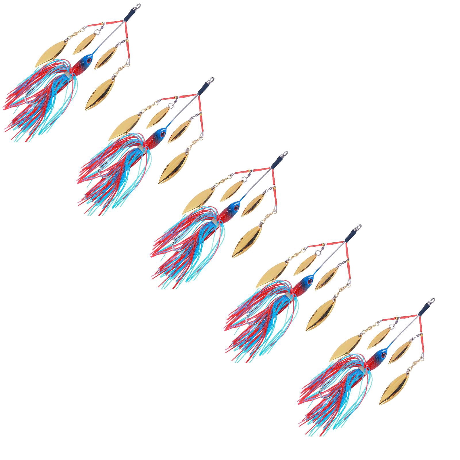 Spinner Baits Fishing Lures for Bass Trout Walleye, 4 Willow Leaf Blades Wobblers Spoons with Silicone Skirt, 22g 0.8oz Artificial Jig Bait, Outdoor Leisure Activity Fishing Gear Accessories