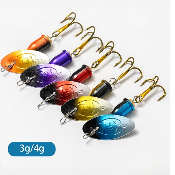 Spinnerbaits Fishing Lures For Bass Trout, 5-Pack Metal Spinner Baits With Treble Hooks & Flash Blades, Freshwater Saltwater Fishing Tackle