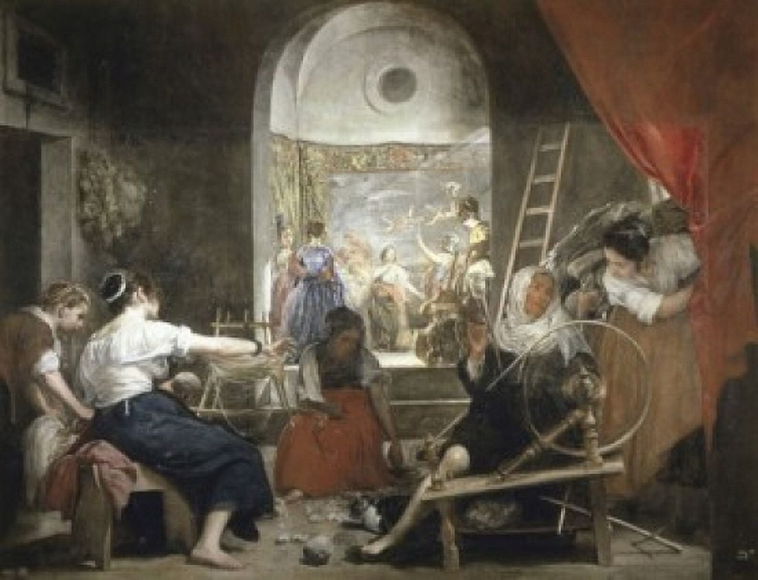 The Spinners (Las Hilanderas)  Diego Velazquez (1599-1660Spanish)  Museo del Prado Madrid  Diego Rodrguez de Velzquez Canvas Art - Diego Velazquez (24 x 36)