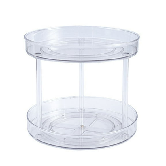 Spinning 2 Tier Lazy Turntable Storage Tray Rotating Organizer For Bathroom Vanity Counter Tops Under Sink Closets Dressers Clear