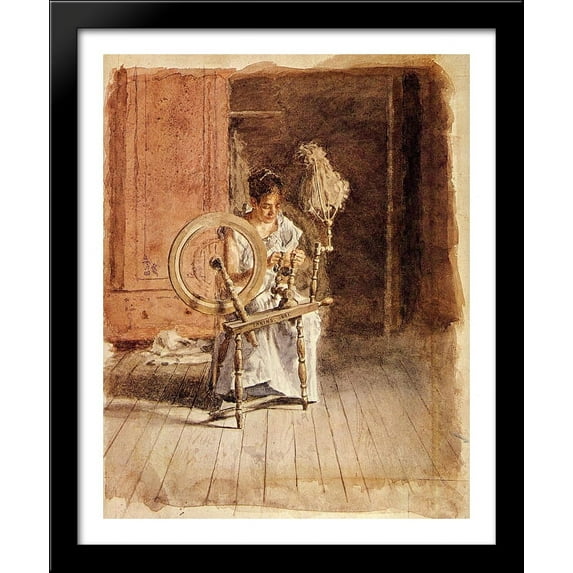 Spinning 28x34 Large Black Wood Framed Print Art by Thomas Eakins