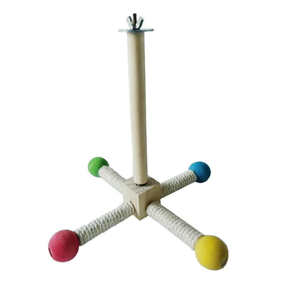 Spinning Birds Stand Perch Toy 360 Degree Rotation Wooden Exercise Wheel Parrot Perch Cage Accessories for Parakeets Budgies Lovebirds Finch Conure