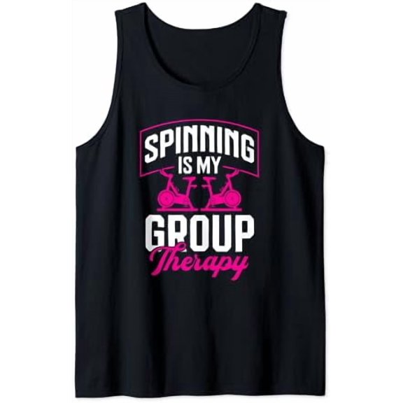 Spinning Class Spinning Is My Group Therapy Spin Class Gym Tank Top Size S-3XL