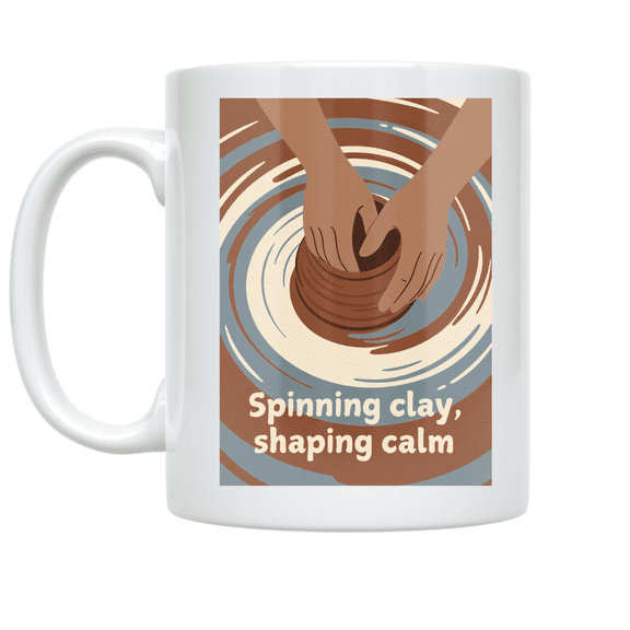 Spinning Clay Shaping Calm - Pottery Enthusiast - 11 oz Ceramic Coffee Mug