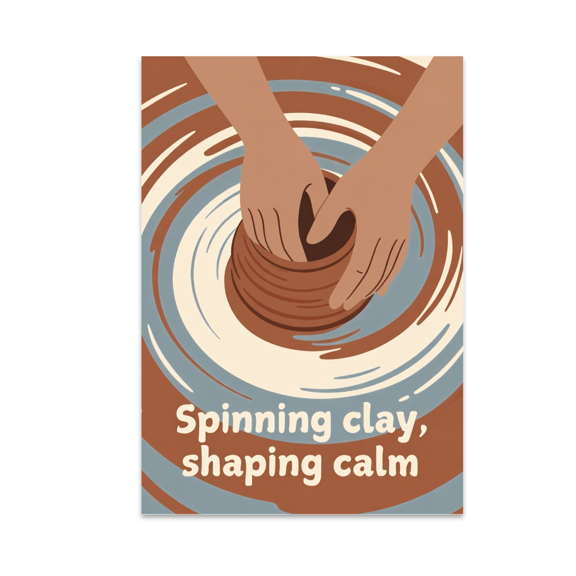 Spinning Clay Shaping Calm - Pottery Enthusiast - 13x19 Poster Print