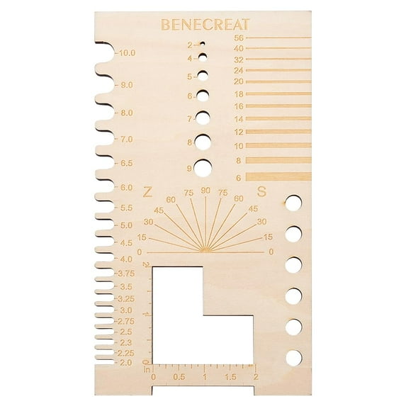 Spinning Control Card with Angle and Scale, Multifunctional Wood Knitting Needle Gauge and Ruler for Spinners Yarn Measuring Tools Crochet Accessories