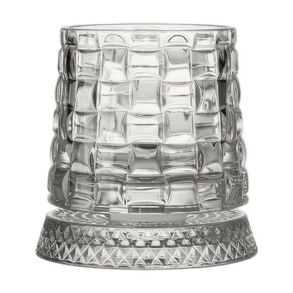 Spinning Crystal Whiskey Glasses,Rotating Whiskey Glass with 360°Spinning Base,Heavy Old Fashioned Crystal Tumbler for Rum,Cocktail Gift for Men