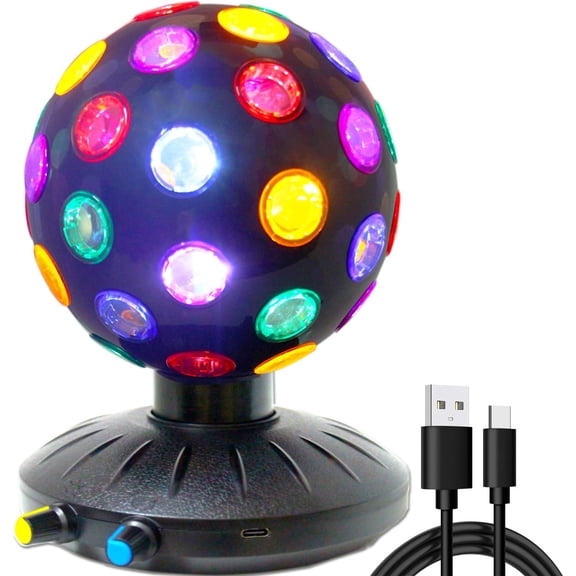 Spinning Disco Ball LED Night Light Projector 360 Rotary Speed/Brightness Adjustable Lamp for Parties, Lighting, Halloween, Christmas, Birthday, Holiday, Club, Bar (USB/Battery Operation)