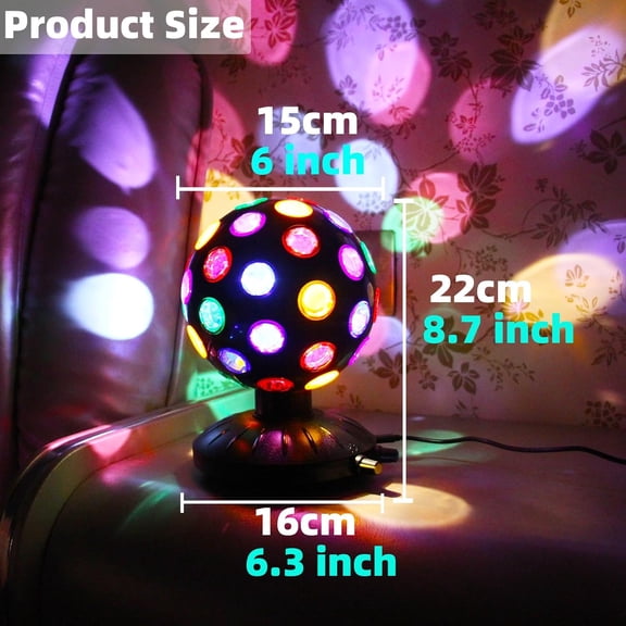 Spinning Disco Ball LED Night Light Projector 360 Rotary Speed/Brightness Adjustable Lamp for Parties, Lighting, Halloween, Christmas, Birthday, Holiday, Club, Bar (USB/Battery Operation)