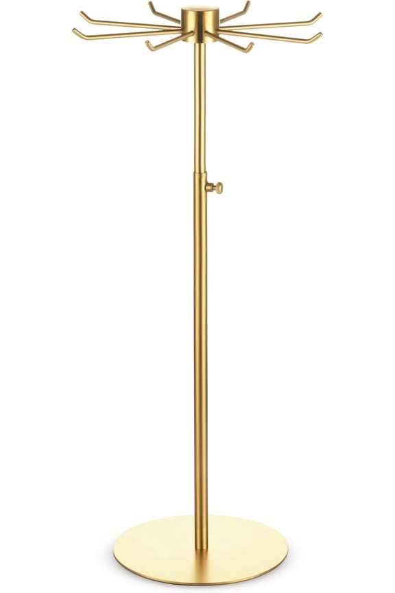 Spinning Display Stand - Rotating Keychain Display - Adjustable Height Organizer - Countertop Jewelry Display for Vendor Events (Brushed Gold, 1 Pack)