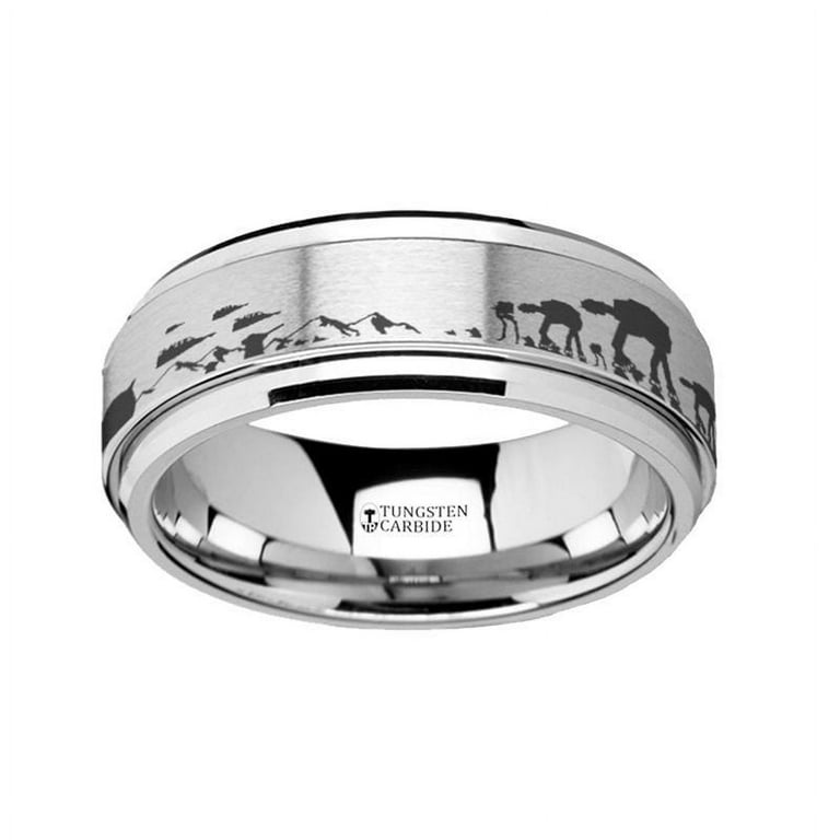 Thorsten Spinning Engraved Hoth Battle Scene Star Wars Tungsten Carbide Spinner Wedding Band - 8mm Thorsten Spinning Engraved Hoth Battle Scene Star Wars Tungsten Carbide Spinner Wedding Band - 8mm