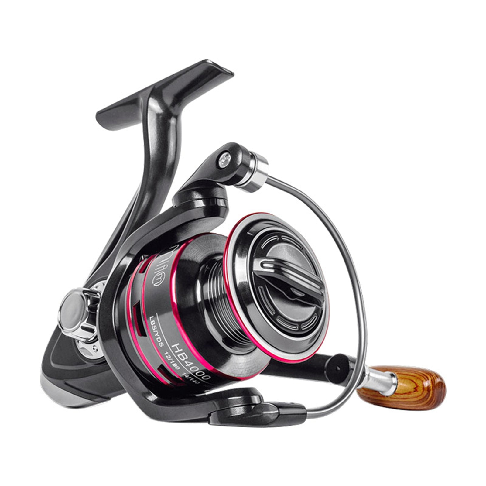 Spinning Fishing Reel 18lbs Max Drag Heavy Duty Saltwater Freshwater Fishing Reel with Alloy Spool Wood Handle 12 Bearings Smooth Casting Wheel Anti-Corrosion Metal Spool for Bass Trout Fishing