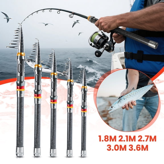 Spinning Fishing Rod Carbon Fiber Telescopic Pole 1.8M-3.6M Fresh Saltwater Rod