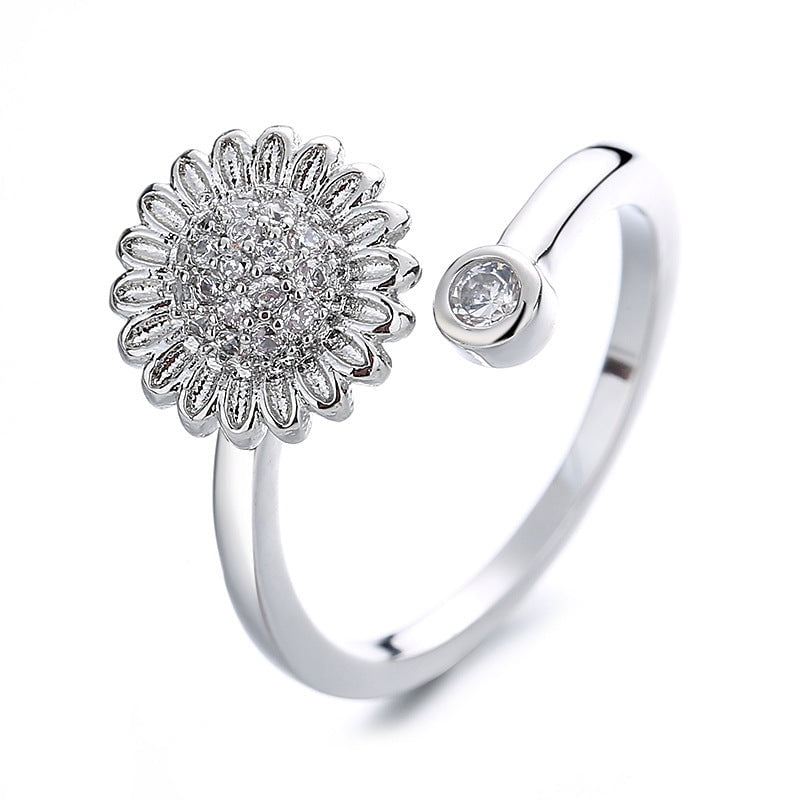 Spinning Flower Ring Copper Adjustable Fidget Relief