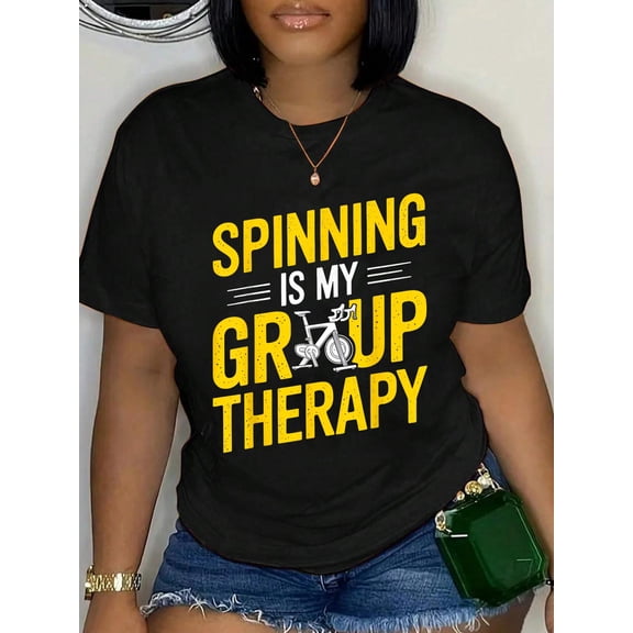 Spinning Is My Group Therapy Spin Class T Shirt Gym T-Shirt