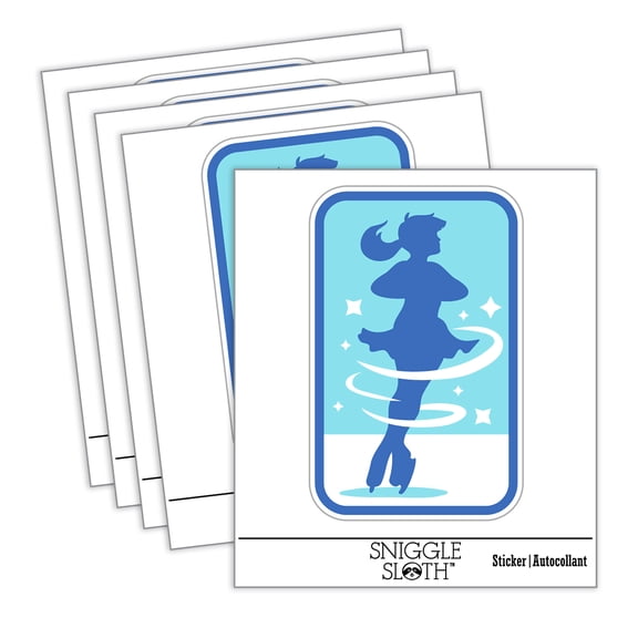 Spinning Jump Ice Figure Skating Skater Woman Car Window Bumper Water Bottle Phone Tablet Laptop Waterproof Vinyl Decal Sticker Set 5-Pack - Gloss Finish - 2.0"