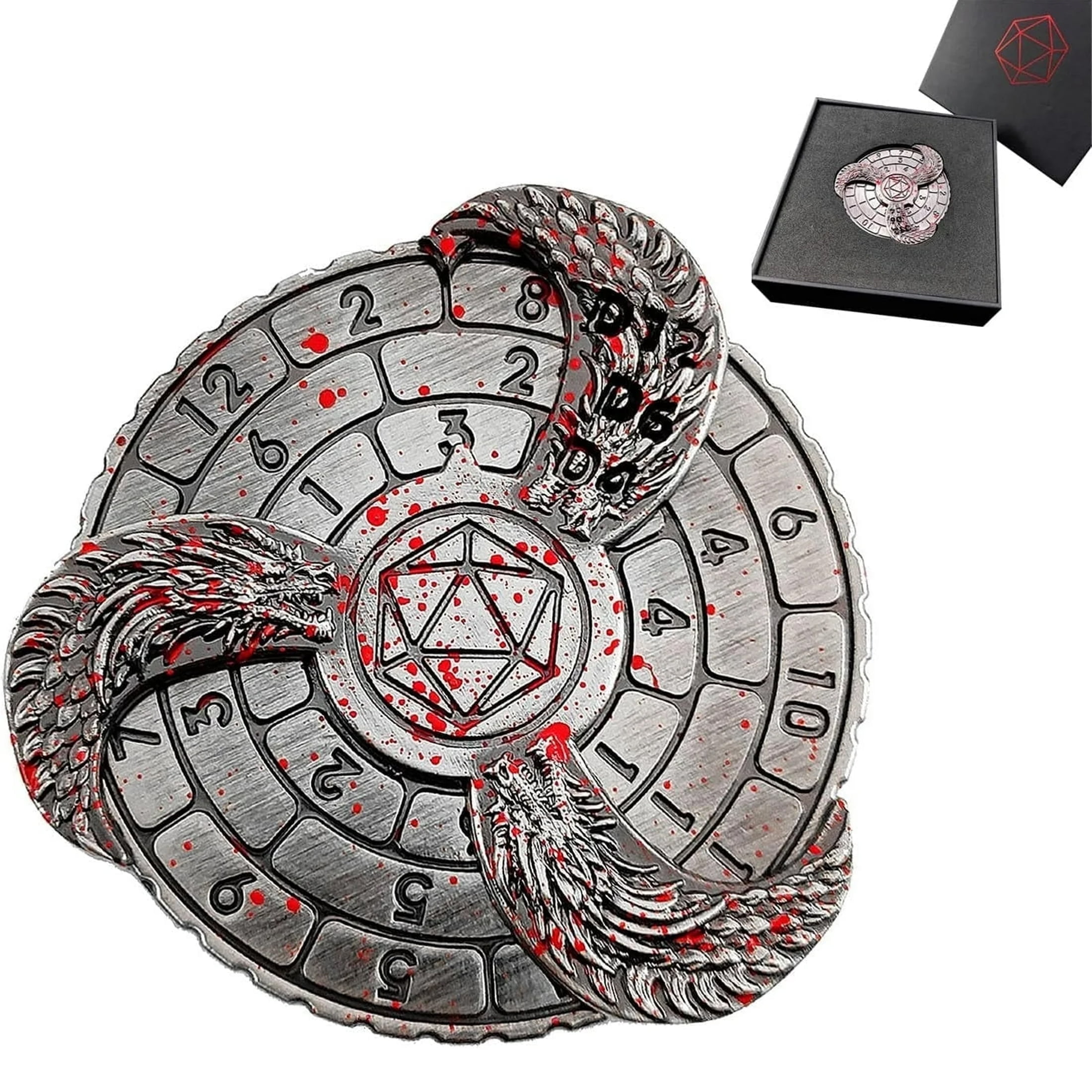 Spinning Mechanical Dice Spinner, Metal Polyhedral D&D Roulette Dice