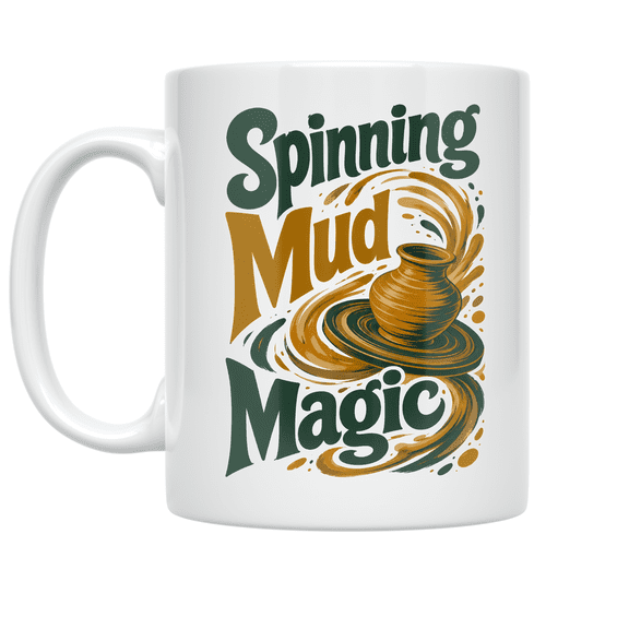 Spinning Mud Magic Abstract Clay Art - Pottery Enthusiast - 11 oz Ceramic Coffee Mug