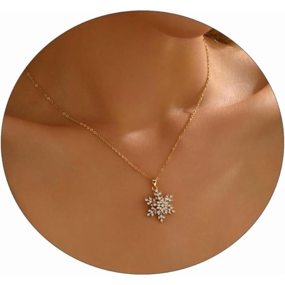 Spinning Necklace for Women 18K Gold Plated Dainty CZ Fidget Pendant Necklaces Star Moon Snowflake Daisy Flower Element Necklace Jewelry