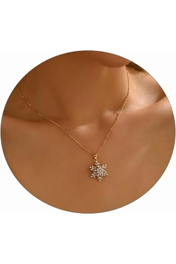 Spinning Necklace for Women 18K Gold Plated Dainty CZ Fidget Pendant Necklaces Star Moon Snowflake Daisy Flower Element Necklace Jewelry