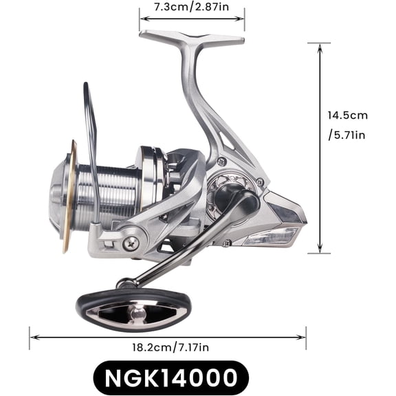 Spinning Reel 8000/9000/10000/12000/14000,6+1BB Metal Surf Fishing Reels,4.8:1 Gear Ratio 55lbs Drag Heavy Long Casting Inshore Saltwater Monster Fish