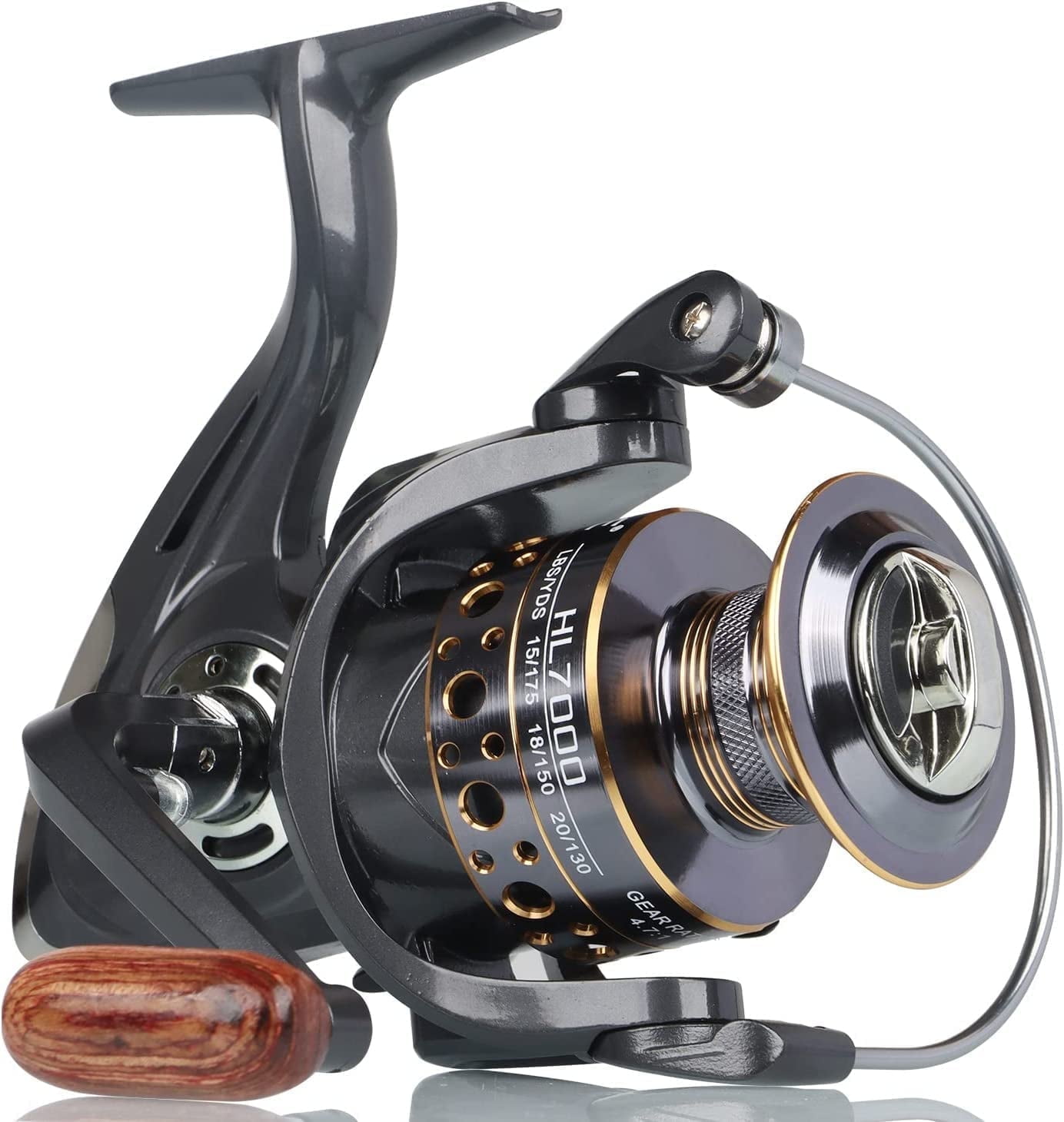 Spinning Reel, Saltwater Fishing Reels with Wooden Handle 13 BB Light Weight 43LB Max Drag, 4.7:1/5.2:1 Gear Ratio Summer/ICE Fishing Beginners Kids ... Spinning Reel, Saltwater Fishing Reels with Wooden Handle 13 BB Light Weight 43LB Max Drag, 4.7:1/5.2:1 Gear Ratio Summer/ICE Fishing Beginners Kids ...