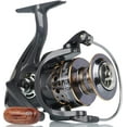 thumbnail image 1 of Spinning Reel, Saltwater Fishing Reels with Wooden Handle 13 BB Light Weight 43LB Max Drag, 4.7:1/5.2:1 Gear Ratio Summer/ICE Fishing Beginners Kids Friendly (BK7000), 1 of 10