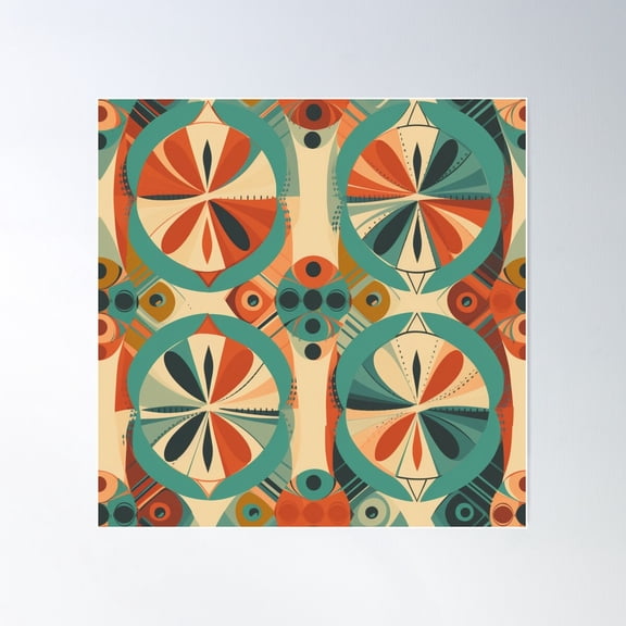 Spinning Retro Wheels Of Blue And Orange Poster Wall Art, Modern Wall Decor For Living Room Bedroom, 30x30 UNFRAMED