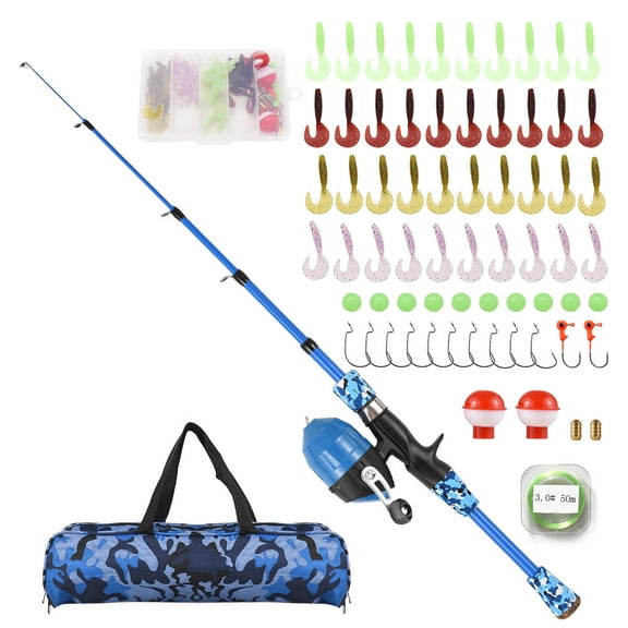 Spinning Rod,Combo Kit With Kids Pole And Reel Combo Rod And Reel With Lures Lines Pole Kit Rod 59''/47.2'' Pole Portable Combo 59''/47.2'' Pole Children Pole Set Rod Pole Portable With