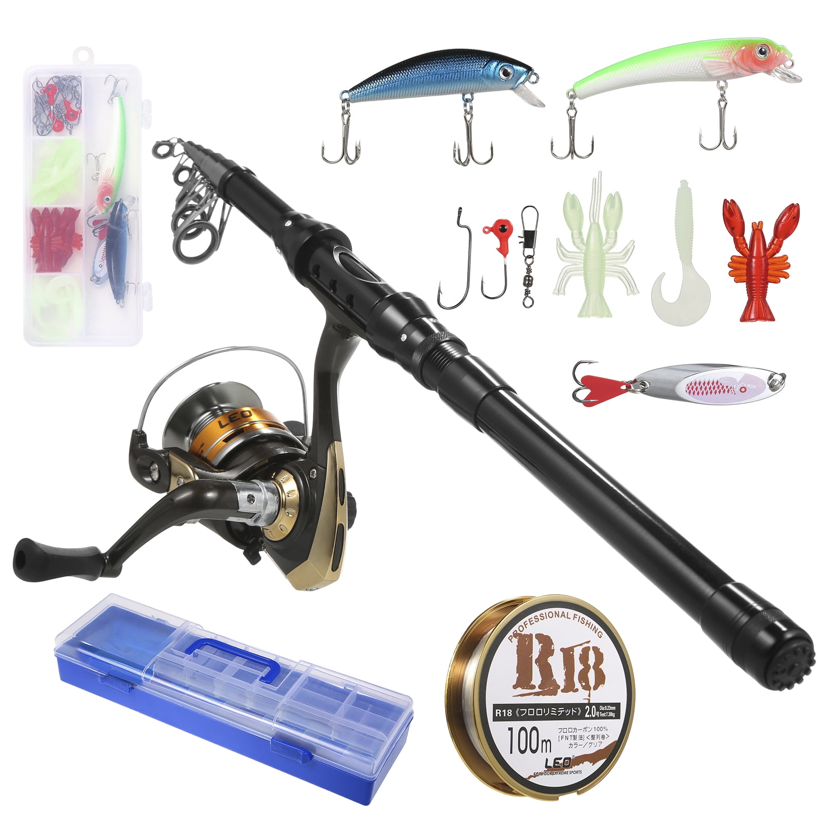 Spinning Rod,Reel Combo Set With Box Combos Pole With Combo Kit Line Kit Line Lures Swivels Set With Rod And Reel Lures Swivels Set Line Lures Swivels Eryue Siuke Laoshe