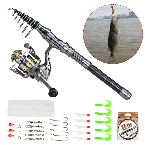 Spinning Rod kit,Pole Set With And Reel Combo Set With 100m Head And Carrier Lures Head And 100m Line Lures Kit Reel Pole Line Lures Head Rod And Reel Combo Kit Reel Zdhf Eryue 2.