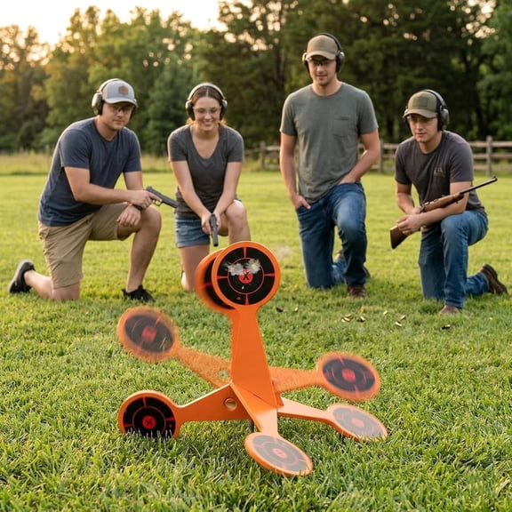 Spinning Shooting Target with Automatic Flip Reset, Thickened Rolling Target System, Includes 10 Sheets of Splash Target Paper, for Airsoft, Pellet Guns, and Recreational Use