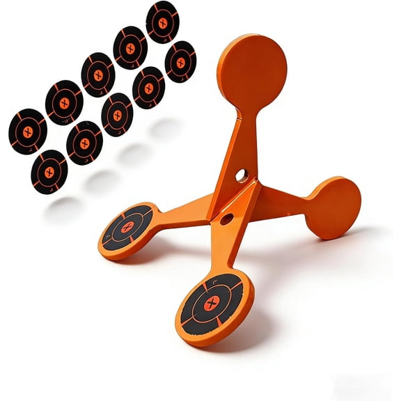 Spinning Shooting Target Thickened Flip Roller, 10 Sheets of Splash Target Paper, Metal Reactive Flip Reset Targets, Automatically Flips, High Caliber for Outdoor and Backyard(Q)