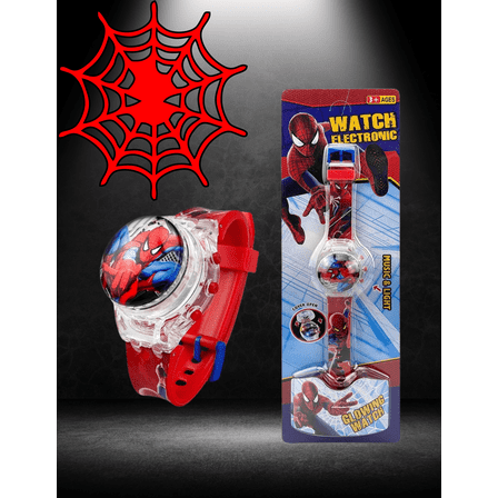 Spinning Spiderman Light up watch with music and shows date. Back to School, Birthday Gift, Christmas Gift, Comfort and Appreciation Gift