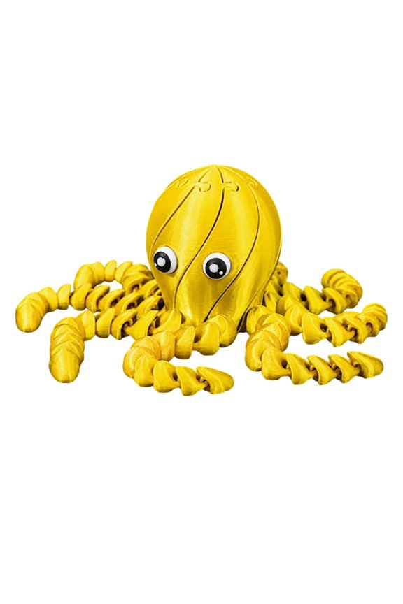Spinning Squid Fidget Stress Relief Toy Flexible Articulated Smooth Burr-Free Movable Tentacle Figurine For Office Desk Decor & Educational Toy Yellow