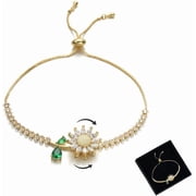 Spinning Sunflower Fidget Bracelet for Women, Rotatable Anxiety Sun Flowe Bracelets Adjustable Rhinestone Sunflowers Statement Worry Relieving Jewelry Gift